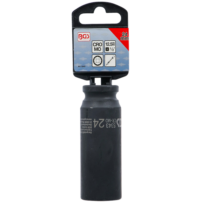 Cheie tubulara lunga de impact BGS, 24mm, 12 puncte, 1/2