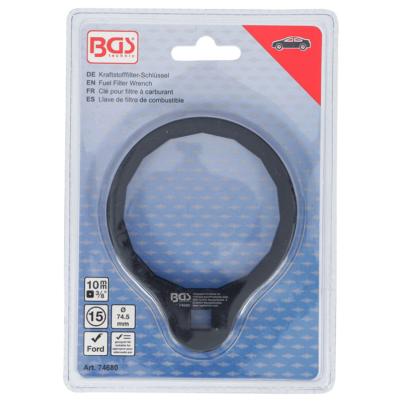 Cheie BGS pentru filtru de ulei, 15 canturi, Ø 74.5 mm, actionare patrat int. 3/8