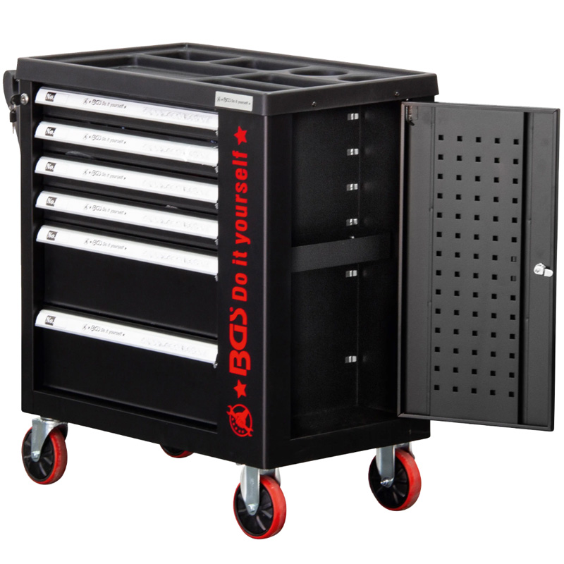 Carucior pentru scule 6 sertare + usa laterala, cu 158 scule, BGS Do-it-yourselfBG-6055
