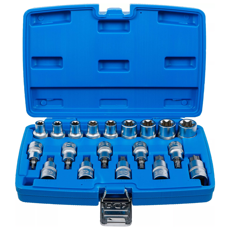 Set varfuri + chei stelate torx-negativ, 19 bucati, 1/2