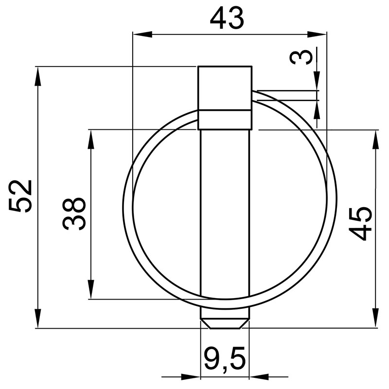 Siguranta cu inel, bolt 9,5 mm, 2 buc.