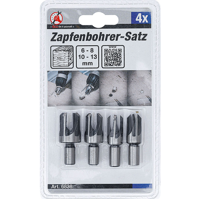 Set 4 burghie-freza pentru nuturi / cepuri lemn, 6 - 13 mm