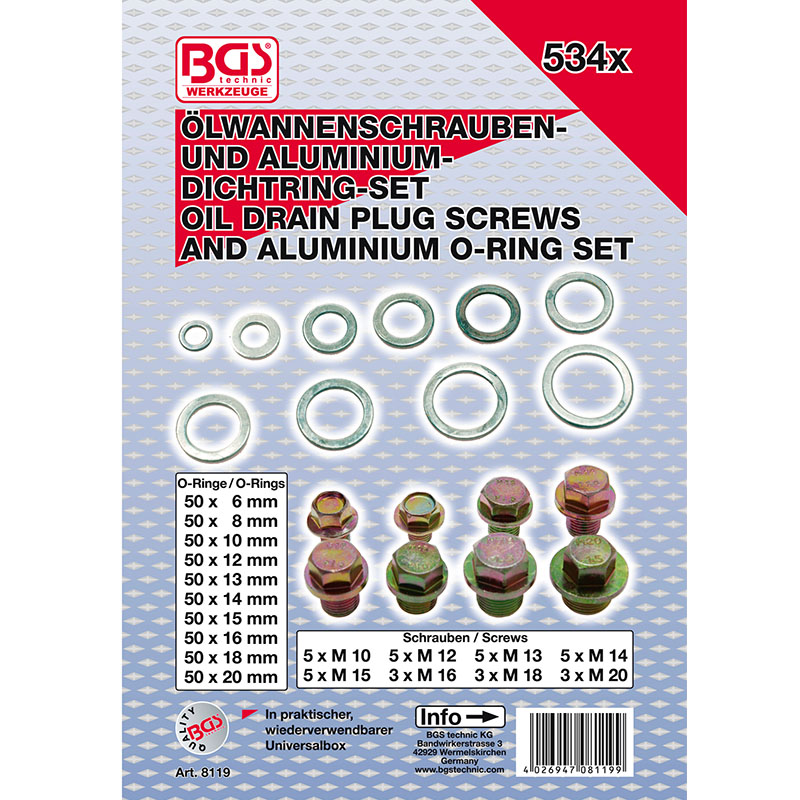 Set 534 piese busoane si inele din aluminiu pentru etansare baie ulei