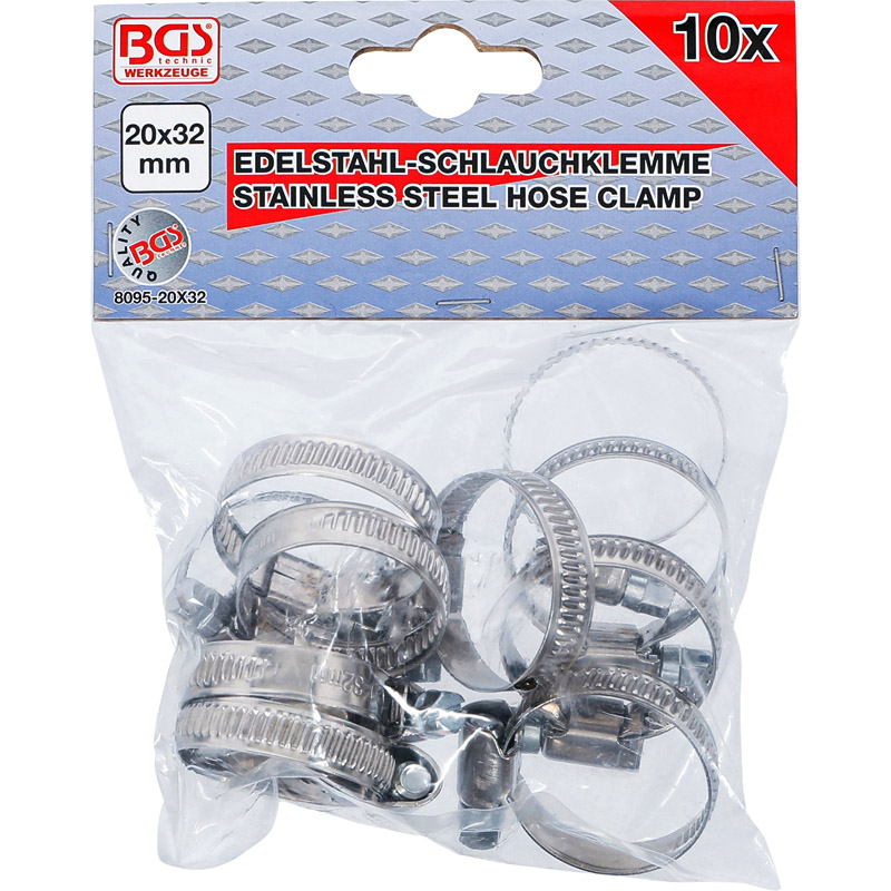 Set 10 coliere INOX, pentru furtune Ø 20 - Ø 32 mm