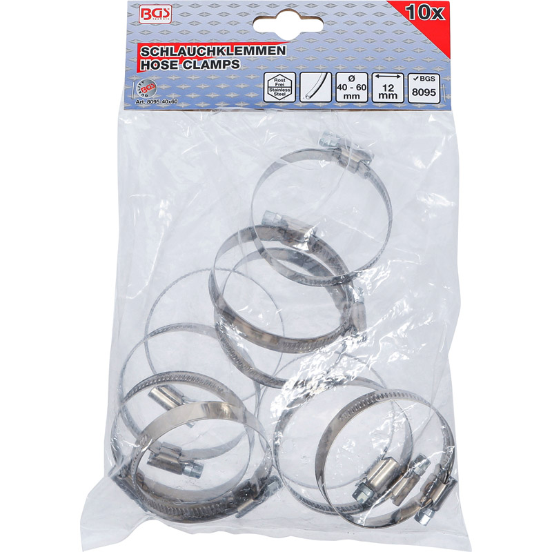 Set 10 coliere INOX, pentru furtune Ø 40 - Ø 60 mm