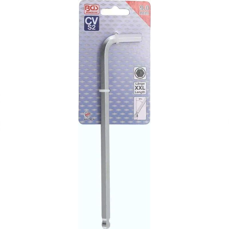 Cheie imbus tip L extralunga, cap sferic, 9 mm