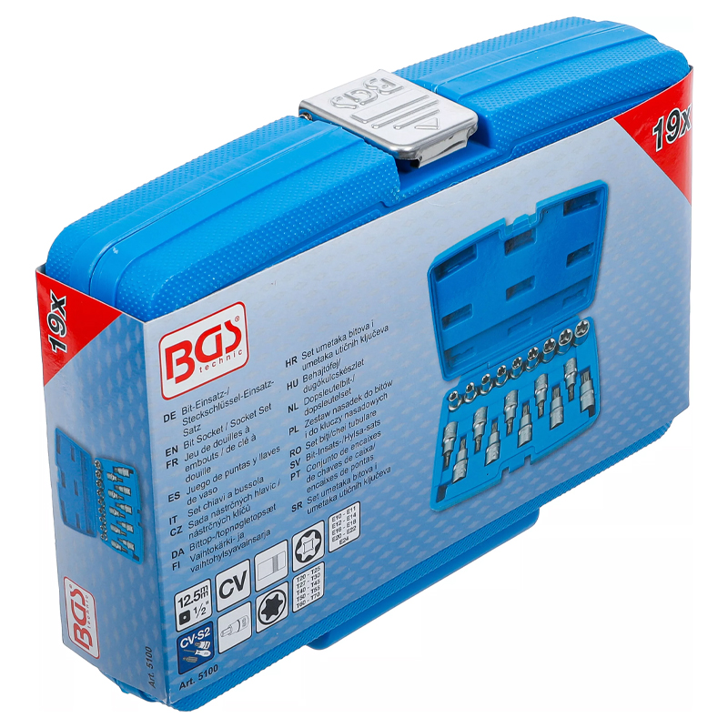 Set varfuri + chei stelate torx-negativ, 19 bucati, 1/2