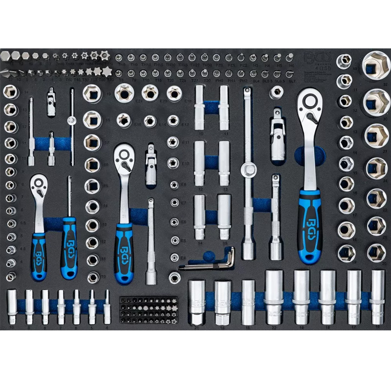 Carucior pentru scule, 7 sertare, 263 scule, BGS