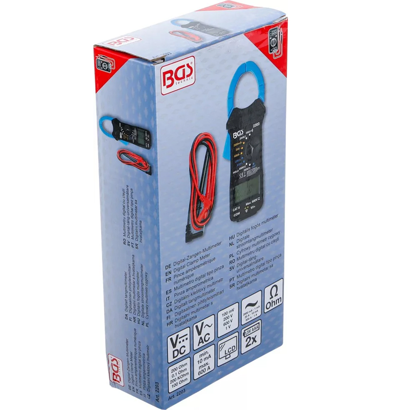 Clampmetru digital, 600V AC / DC, BGS 2203