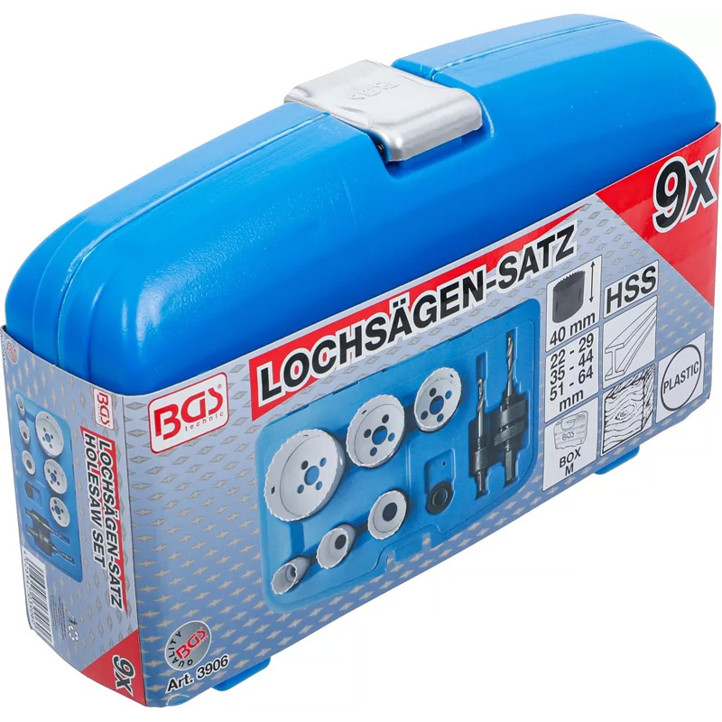 Set carote bimetal, Ø 22 - 65 mm, 8 piese, BGS