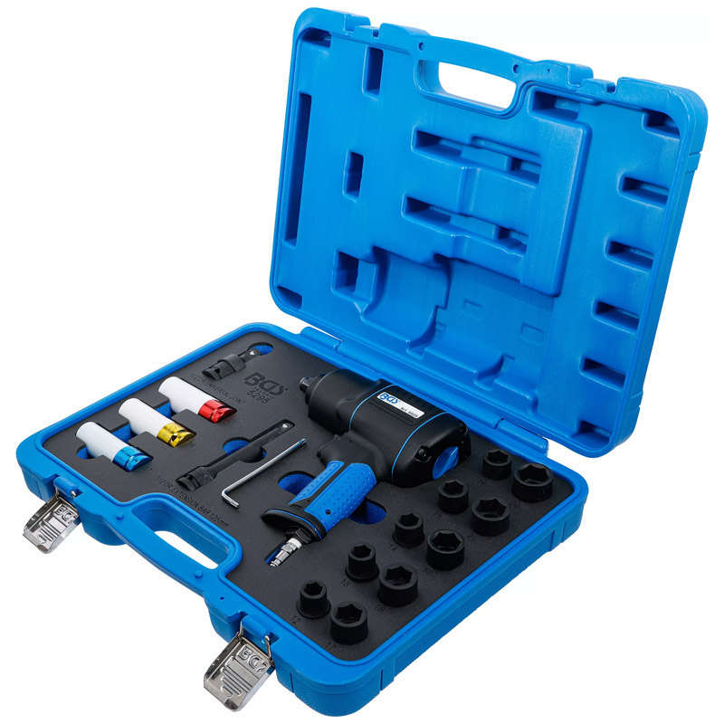 Set masina de insurubat cu impact pneumatica profesionala BGS, cu 16 accesorii, 1/2
