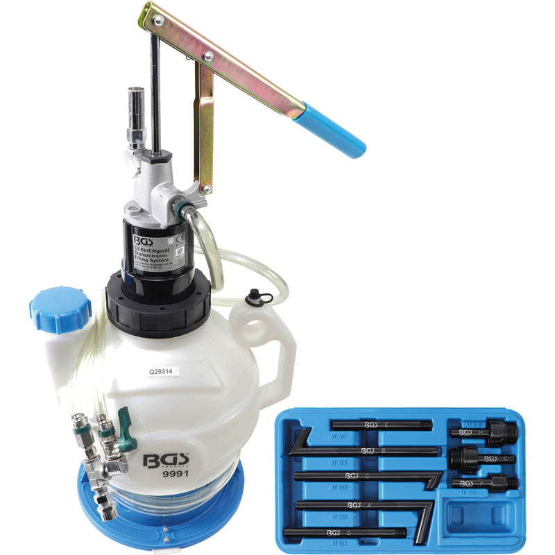 Pompa umplere ulei transmisie, cu sistem de retur, cu 8 adaptoare, 7 l, BGS
