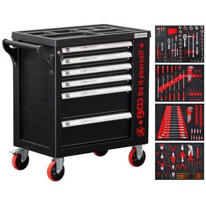 Carucior pentru scule 6 sertare + usa laterala, cu 158 scule, BGS Do-it-yourselfBG-6055