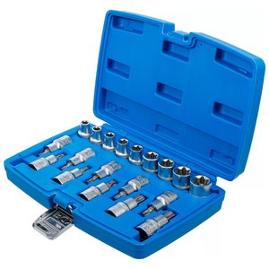 Set varfuri + chei stelate torx-negativ, 19 bucati, 1/2