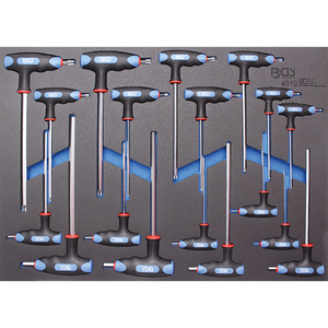 Organizator pentru carucior BGS, 18 piese: maner T, Hexagon Interior & Torx, 3/3 sertar
